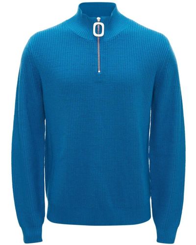 JW Anderson Henley Half-zip Sweater - Blue