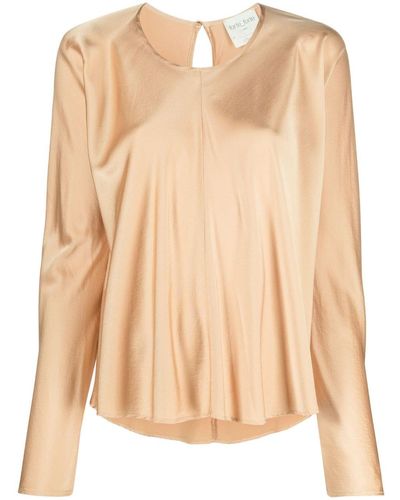 Forte Forte Round-neck Satin Blouse - Natural