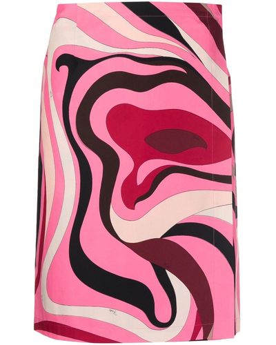 Emilio Pucci Marmo-print Cotton Wrap Skirt - Pink