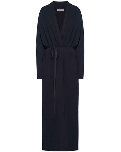 12 STOREEZ Belted Knitted Maxi Cardigan - Blue