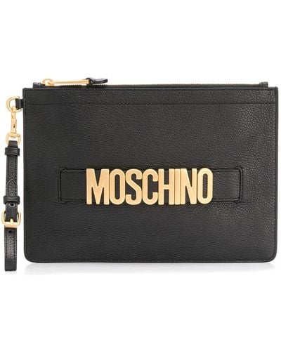 Moschino Logo Plaque Clutch Bag - Black