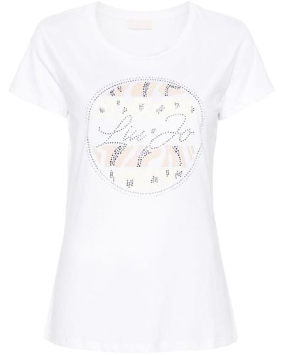 Liu Jo T-shirt en coton à ornements strassés - Blanc