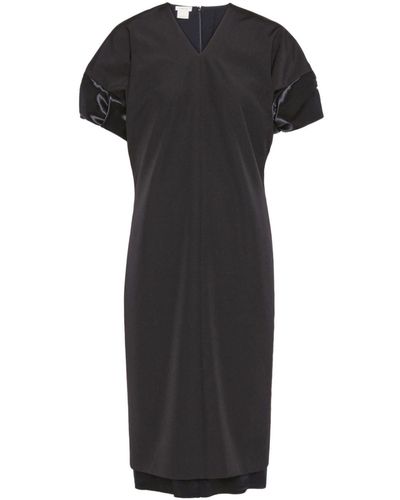 Ferragamo V-neck Puff-sleeve Dress - Black