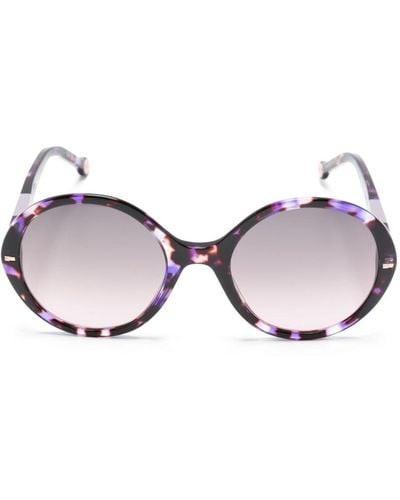 Carolina Herrera Tortoiseshell-effect Round-frame Sunglasses - Purple