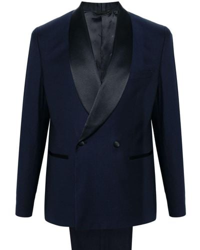 Manuel Ritz Dogtooth-pattern Single-breasted Suit - Blue