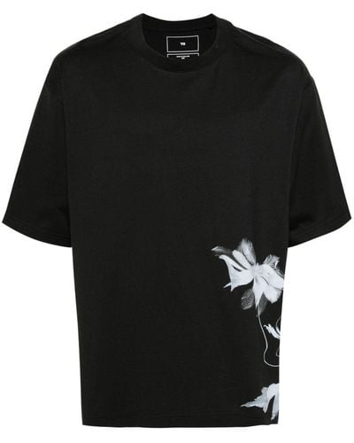 Y-3 T-shirt Met Bloemenprint - Zwart