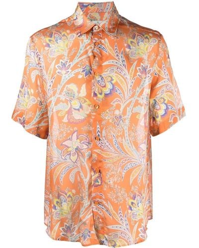 Etro Printed Silk Shirt - Orange