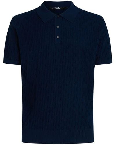 Karl Lagerfeld Poloshirt aus Monogramm-Jacquard - Blau