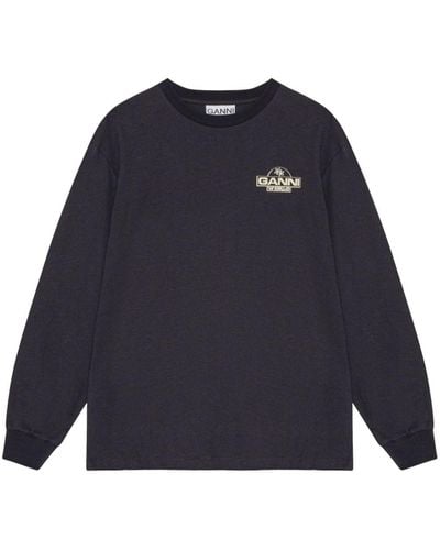 Ganni Sweater Met Logoprint - Blauw