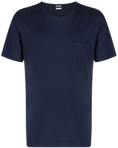 Massimo Alba T-shirt en coton Panarea à poche poitrine - Bleu
