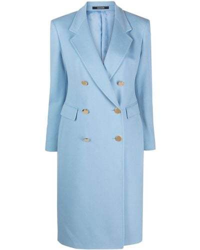 Tagliatore Wool And Cashmere Blend Double-breasted Coat - Blue