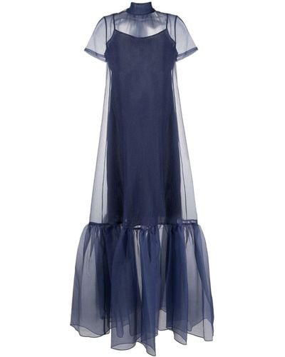 STAUD Calunna Organza Maxi Dress - Blue