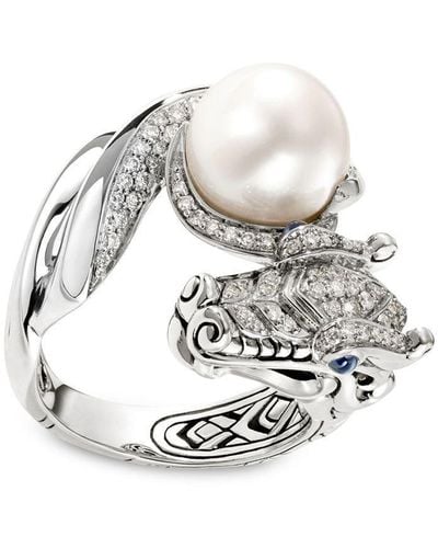 John Hardy Legends Naga Freshwater Pearl And Diamond Pavé Ring - White
