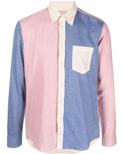 Mackintosh Button Down Contrast Panel Shirt - Pink