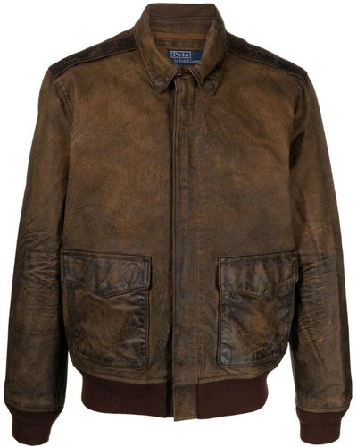 Polo Ralph Lauren Veste bomber à fermeture zippée - Marron