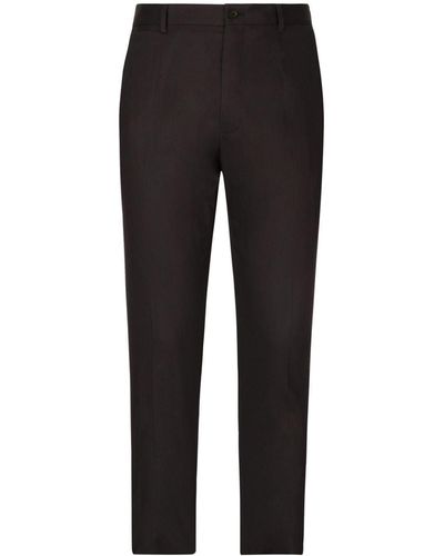 Dolce & Gabbana Pantalon en coton à coupe slim - Noir
