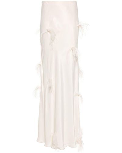 Marques'Almeida Feather-detail Satin Skirt - White