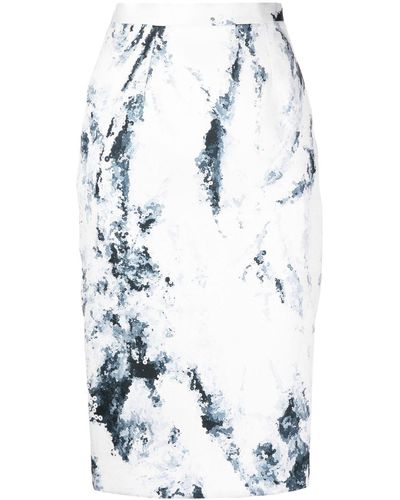 Saiid Kobeisy Printed Mikado Piqué Skirt - White