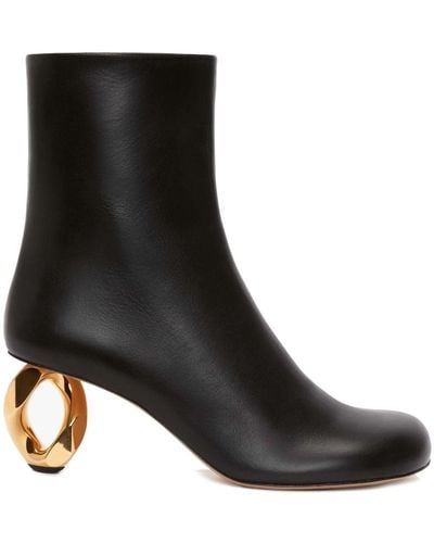 JW Anderson Chain-heel Leather Ankle Boots - Black