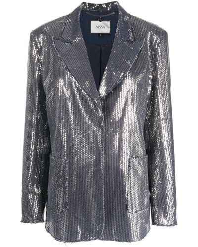 Nissa Jeans-Blazer mit Pailletten - Grau