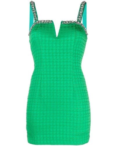 Nissa Crystal-embellished Tweed Minidress - Green
