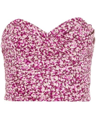 Alessandra Rich Floral-print Bustier Top - Pink