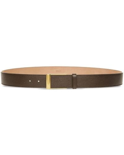 Bally Outline Grained-texture Belt - Natural