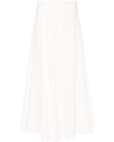 120% Lino Flared Linen Maxi Skirt - White