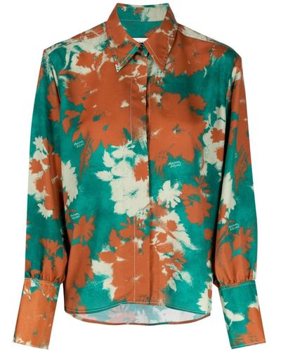 Maison Kitsuné Camisa con estampado floral - Azul