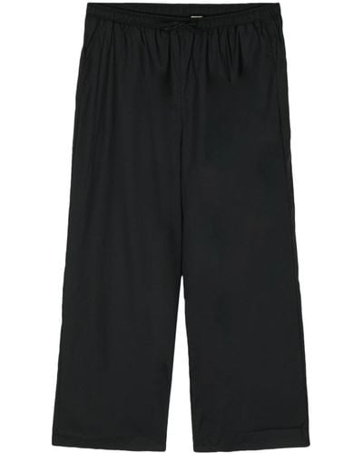 Baserange Drawstring-waistband Cotton Trousers - Black