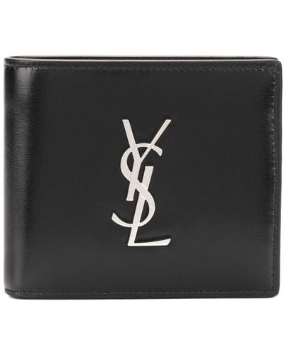 Saint Laurent Monogram Logo Leather Wallet - Black