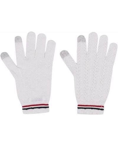 Thom Browne Striped Detail Knit Gloves - White