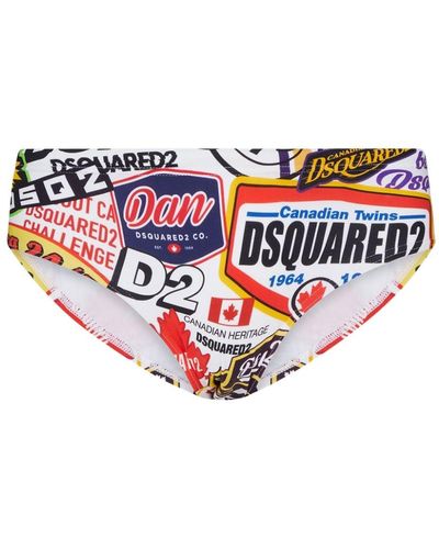 DSquared² Zwembroek Met Logoprint - Wit