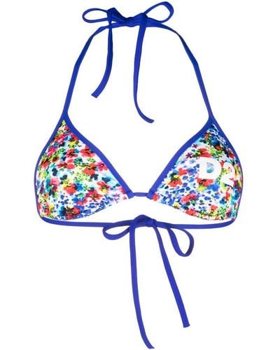 DSquared² Top de bikini con estampado gráfico - Azul
