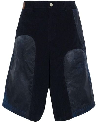 ANDERSSON BELL Corduroy Paneled High-waisted Shorts - Blue