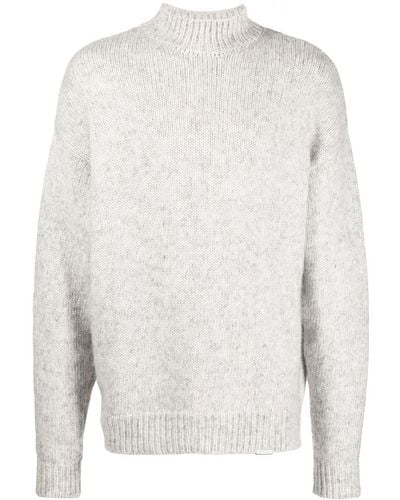 Represent Grey High Neck Sweatshirt - White