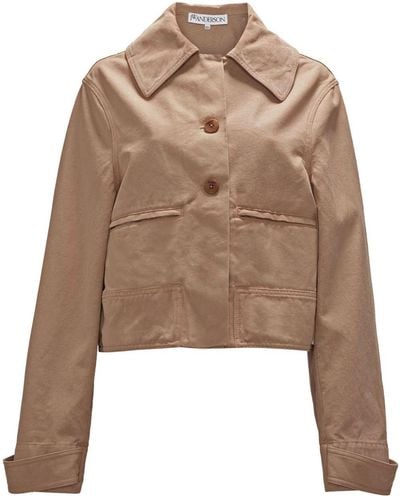 JW Anderson Cropped Organic Cotton Jacket - Natural