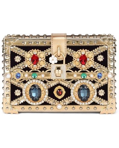 Dolce & Gabbana Dolce Box Bejewelled Top-handle Bag - Metallic