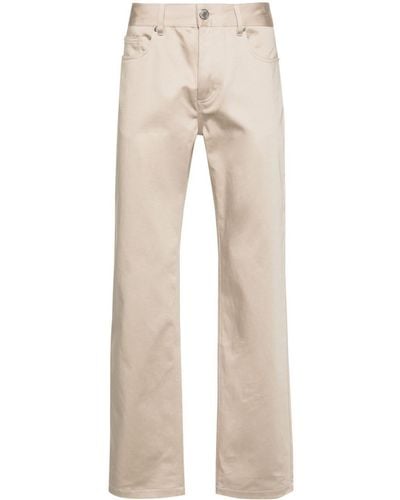 Ami Paris Logo-patch Straight Trousers - Natural