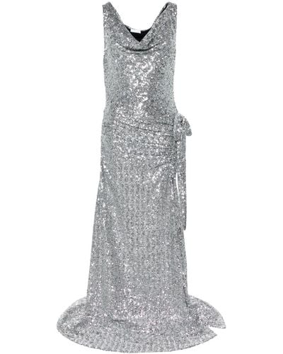 Rabanne Sequin-embellished asymmetric gown - Gris