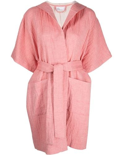 Lisa Marie Fernandez Hooded Cotton-linen Dressing Gown - Pink