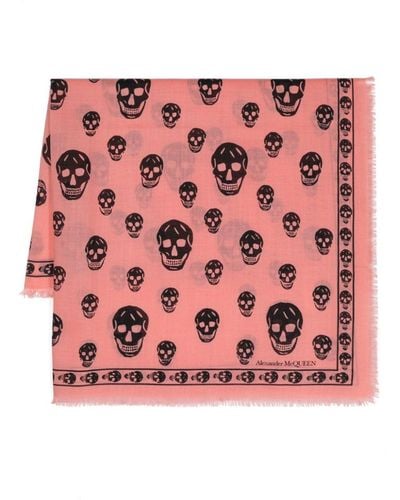Alexander McQueen Skull-print Wool Scarf - Pink