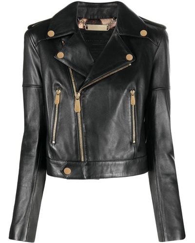 Philipp Plein Leather Biker Jacket - Black