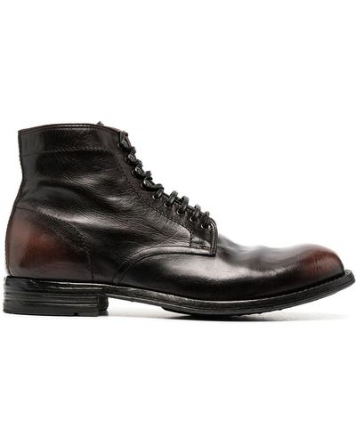 Officine Creative Polished Lace-up Ankle Boots - Black