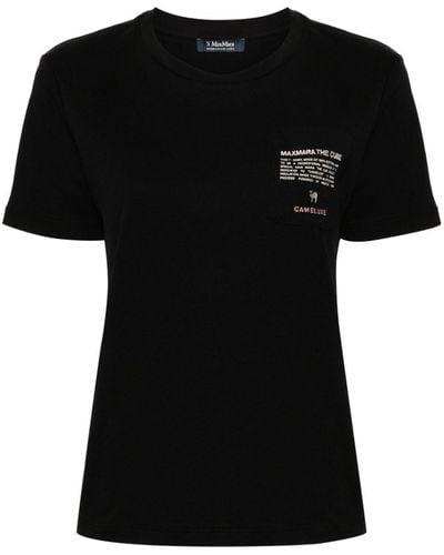 Max Mara Sax T-Shirt mit Logo-Stickerei - Schwarz