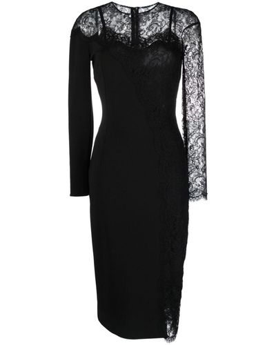 Dolce & Gabbana Maxi-jurk Met Doorzichtig Kanten Vlak - Zwart