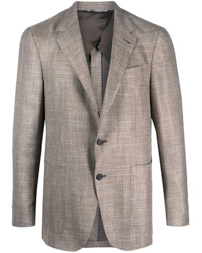 Canali Single-breasted Wool-linen Blazer - Brown