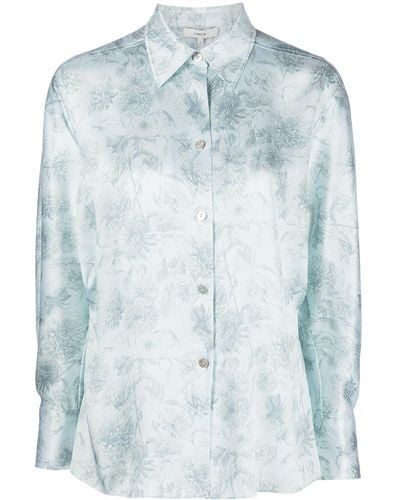 Vince Dahlia Floral-print Silk Shirt - Blue