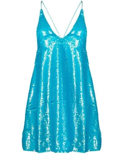 Ganni Sequin Slip Mini Dress - Blue
