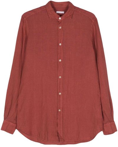 Boglioli Slub-texture Linen Shirt - Red